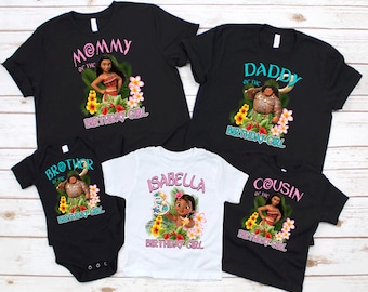 Camiseta de cumpleaños personalizada de Moana: ropa familiar a juego P30.5