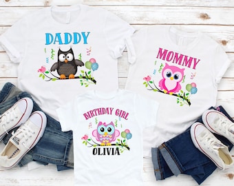 Owl Birthday Girl Shirt: Personalized Family Matching T-shirts P81