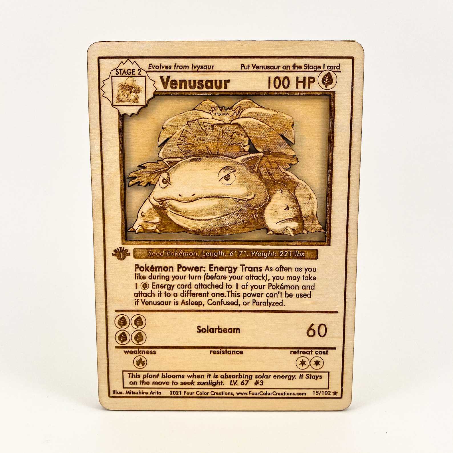 Venusaur Pokemon Card Wooden 3D Laser Engraved Pokemon Etsy