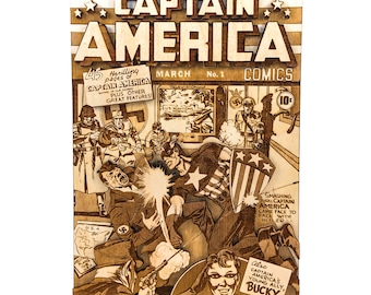 Bandes dessinées Captain America 1 | Bande dessinée en bois 3D | Couverture de la bande dessinée L&#39;âge d&#39;or