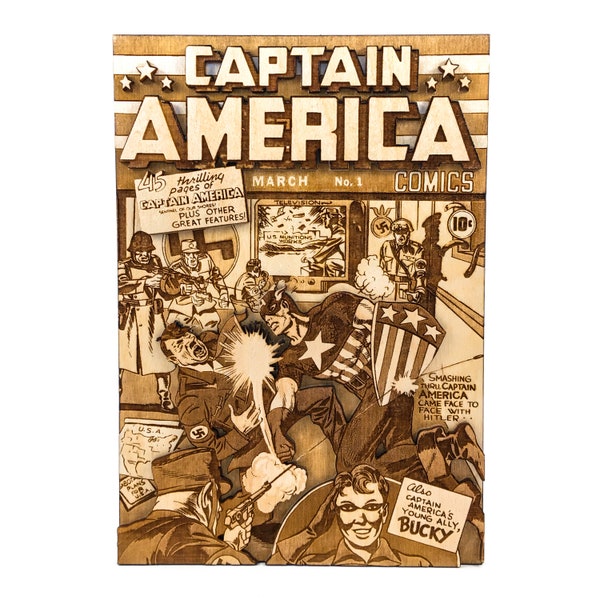 Captain America Comics 1 | 3d Wooden Comic Book | Golden Age Comic Book Cover