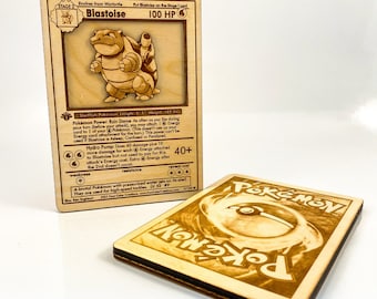 Blastoise 3D houten Pokemon-kaart | Houten 3D lasergegraveerd | Pokemoncadeau