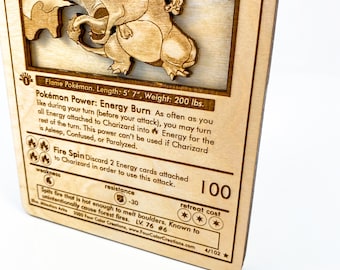 Charizard 3D Wooden Pokemon Card | Wooden 3D Laser Engraved | Pokemon Gift  | Fathers Day Gift - Etsy