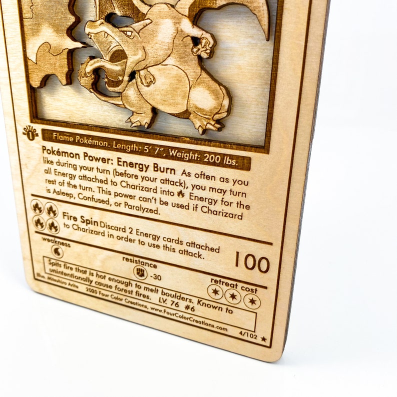 Charizard Pokemon Card Wooden 3D Laser Engraved Pokemon Etsy