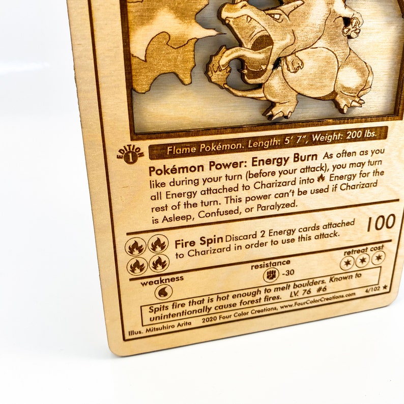 Charizard Pokemon Card Wooden 3D Laser Engraved Pokemon Etsy