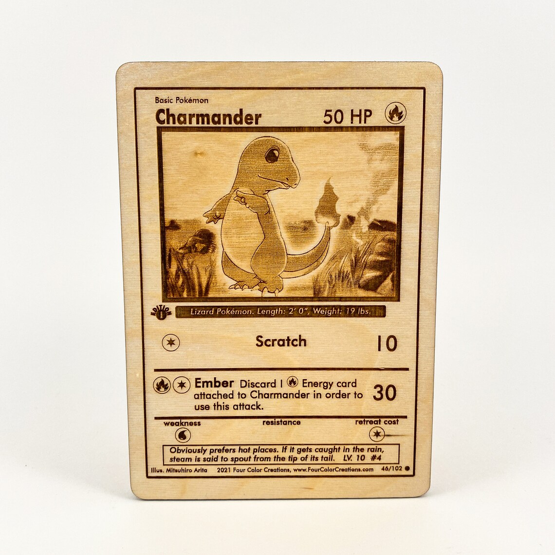 Charmander Pokemon Card Wooden 3D Laser Engraved Pokemon Etsy
