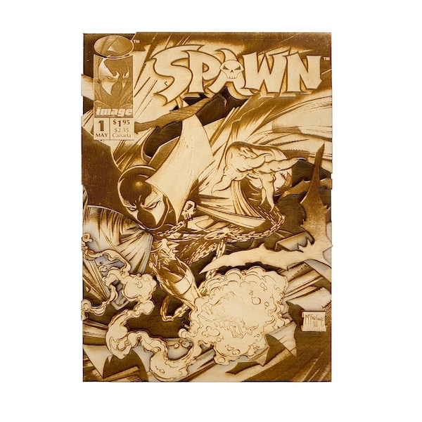 Spawn 1 | Spawn First Appearance | 3d Wooden Comic Book | Modern Age Comic Book Cover