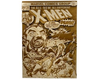 X-Men 94 | De geheel nieuwe, geheel andere X-Men | 3D houten stripboek | Bronstijd Marvel Comic Book Cover