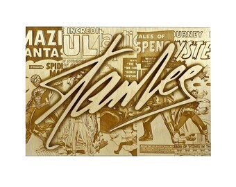 Stan Lee Signature Series-gravure | Marvel-strips | 3D-houten stripboek | Stripcadeau | Vaderdagcadeau