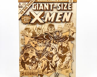 Gigantische maat X-Men #1: 3D houten stripboekomslag