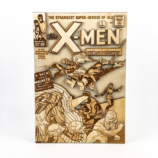 X-Men 1 | 3d Wooden Comic Book | Silver Age Marvel Comic Book Cover