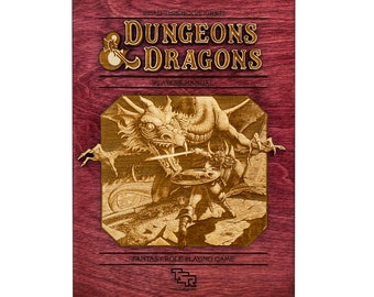 Lasergegraveerde houten Dungeons & Dragons-spelershandleiding