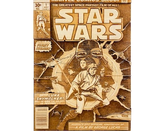Lasergesneden Star Wars-stripomslag: kunst berkenmultiplex bronstijd
