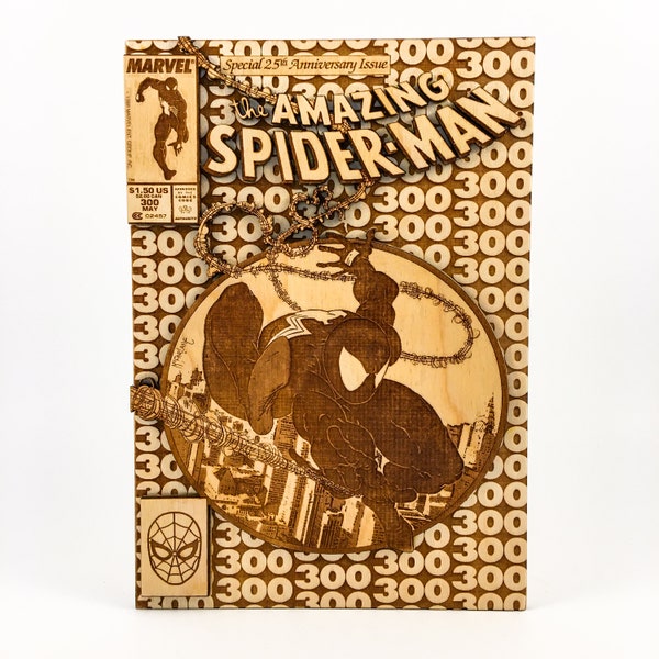 Amazing Spiderman 300 / 3d Comic Book in legno / Copertina del libro di fumetti dell'era moderna