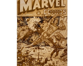 Marvel Mystery Comics 40 | Klassieke kunst | uit de Tweede Wereldoorlog 3d Houten Comic Book | Gouden Eeuw Comic Book Cover