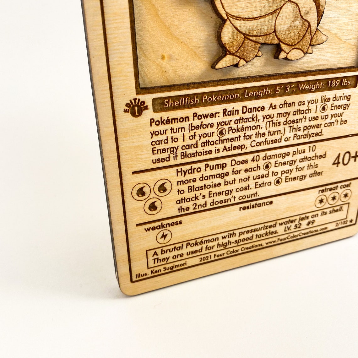 Blastoise Pokemon Card Wooden 3D Laser Engraved Pokemon Etsy