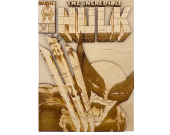 Hulk vs Wolverine houten stripboekomslag: Todd McFarlane Art