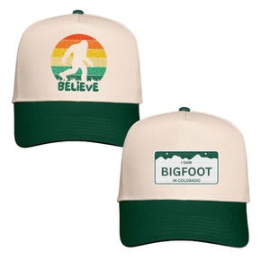 Bigfoot Believe Truckerkeps, Sasquatch-keps, Rolig Cryptid-keps, Utomhusäventyrskeps, Campingkeps, Retro Truckerkeps, Gåva för naturälskare