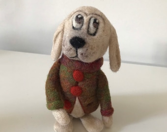 Needle Felted Dog, Comical dog, Handmade dog, Felted dog, Gifts for dog lovers, Needle felted animal, Birthday gift, home decor.