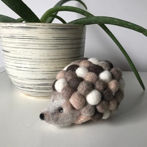 Needle Felted Hedgehog Ornament, Woodland Animal Sculpture, Natural Wool Home Decor