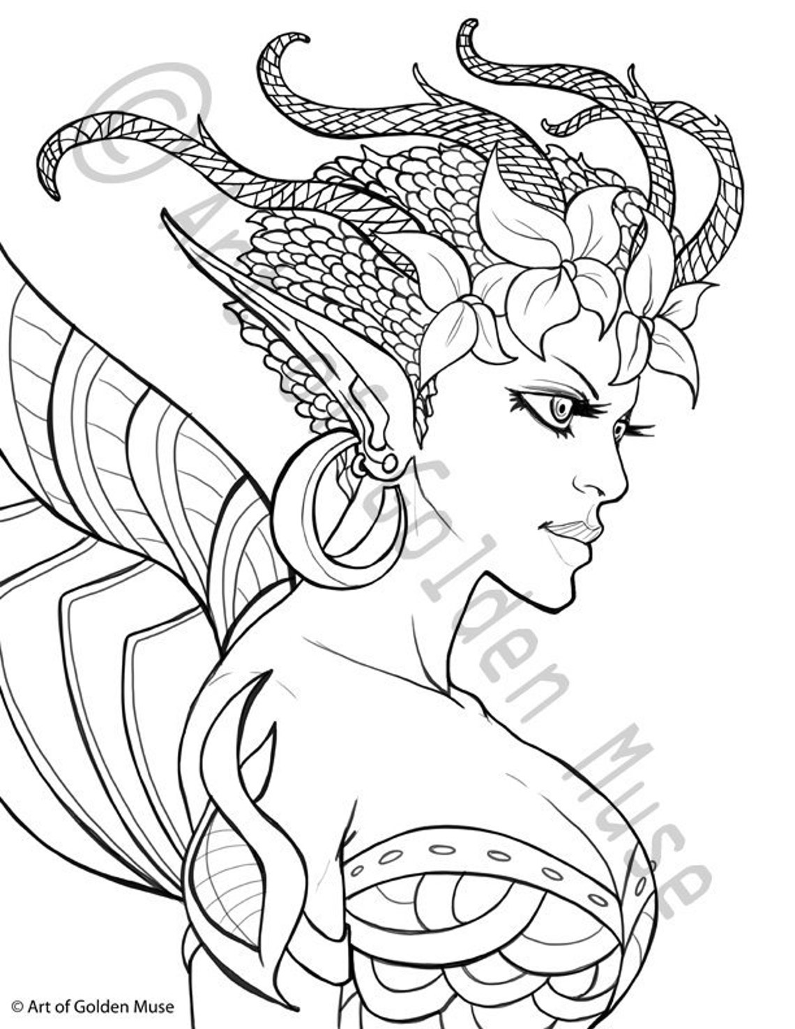 African Fairy Queen - Coloring Page, JPEG, PNG, Printable, Instant ...