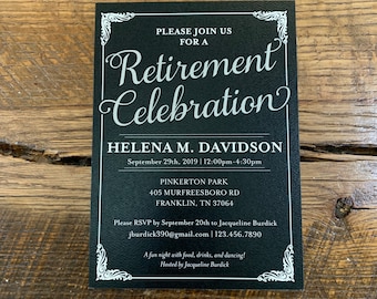 Black and White Retirement Celebration Invitation, Retirement Party Invitation, Retirement Invitation, DIY Retirement, Instant Download