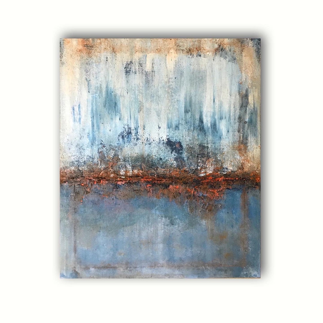 Minimalist Abstract Vertical Painting on Canvas Ready to Hang Wall