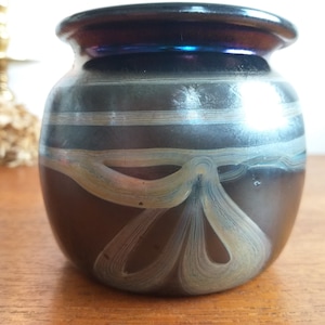 Erwin Eisch | Black and Silver Art Vase | 1985 | iridiscent lusterware ceramics from 80s, executed by Glashütte Eisch Germany