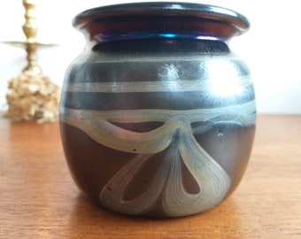 Erwin Eisch | Black and Silver Art Vase | 1985 | iridiscent lusterware ceramics from 80s, executed by Glashütte Eisch Germany