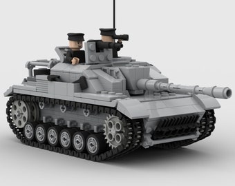 Digital Instructions Only, Stug III Ausf. F German WWII Assault Gun, Custom Tank MOC, Compatible With All Major Building Block Brands