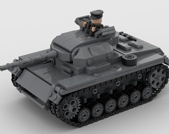 Digital Instructions Only, Panzer III Ausf. L German WWII Tank, Custom Tank MOC, Compatible With All Major Building Block Brands