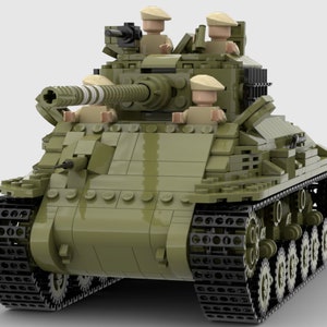 May include: A green toy tank with black tracks and four toy soldiers in the turret. The tank has a large cannon and a smaller machine gun.