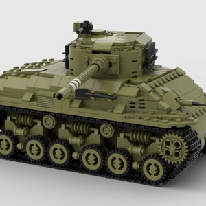May include: A green Lego model of a tank with a black gun barrel and black tracks.