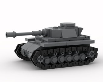 Digital Instructions Only, WWII Panzer IV Ausf F2 Mini Tank, Compatible With All Major Building Block Brands