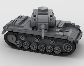 Digital Instructions Only, German Panzer III Ausf. J WWII Tank, Custom MOC, Compatible With All Major Building Block Brands