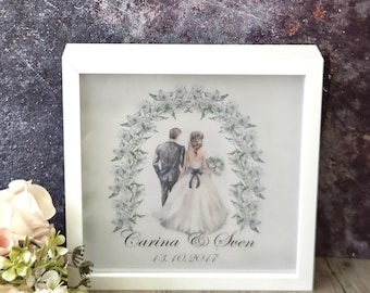 Personalisiertes Hochzeitsgeschenk Bilderrahmen beleuchtet, Hochzeit LED Nachtlicht, Geschenk für das Brautpaar, Erinnerung Jahrestag