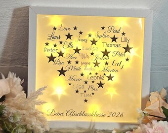Abschiedsgeschenk Kindergarten/ Grundschule/ Kollegen/ Freunde/ Familie, beleuchteter Bilderrahmen, Leuchtbild mit Sterneffekt, Geschenk