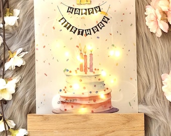 Lichttüte mit Spruch, Leuchtbild, Geldgeschenk, Happy Birthday, Windlicht, Geschenk Frau Freundin, Tischdeko, Kleines Geschenk, Post