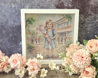 beleuchteter Bilderrahmen zur Einschulung, Schulanfang, Grundschule, Geschenk Mädchen Jungen, Nachtlicht, Schultüte, Erinnerung an Schulstar