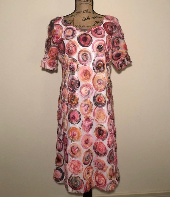 Vintage 1980's Mock Floral Swirl Midi Dress