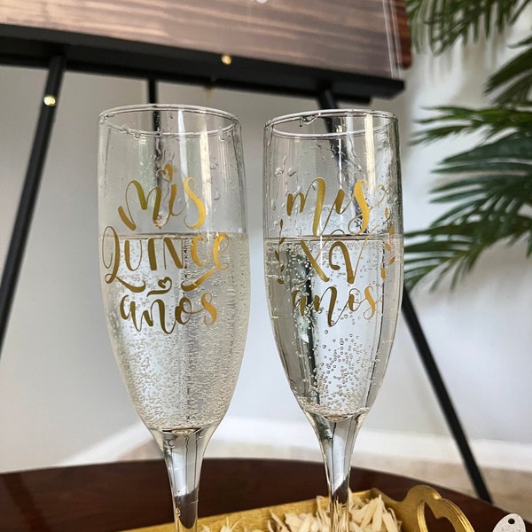 Quinceañera Champagne Flutes | Custom Champagne Flutes | Mis XV | XV | Mis Quince años | Copas para quinceañera