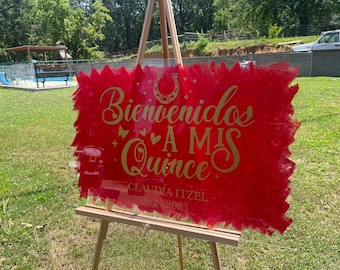 welcome sign, Bienvenidos mis quince, mis quince años, mis xv, quinceañera sticker, mis xv decal, sign quinceañera| Quince vinyl sticker