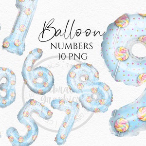 Folieballon Clipart, Lollipop Patroonnummers Instant Download Graphics in Png
