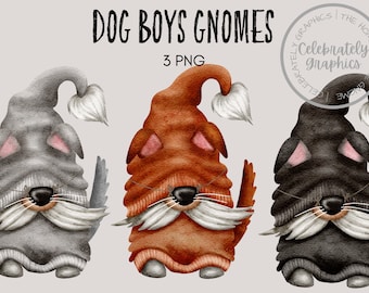 Animal Pet Gnomes clipart, Boy Dog , Hand Drawn Watercolor  Gnome Clipart, Digital Instant Download, Commercial  PNG