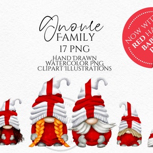 Nains d'Angleterre, papa maman nain, enfants bébé animaux de compagnie Gnome aquarelle dessiné à la main des cliparts, téléchargement numérique instantané, PNG commercial