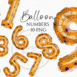 Folieballon Clipart, Halloween Patroonnummers Instant Download Graphics in Png