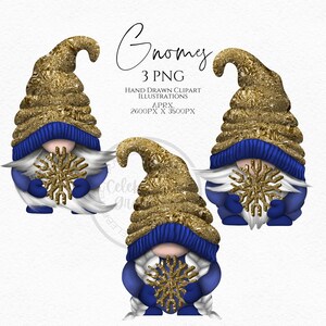 Blue Snowflake Gnomes Png, Hand Drawn Gnome Clipart, Christmas Gonk Digital Instant Download, Commercial  PNG