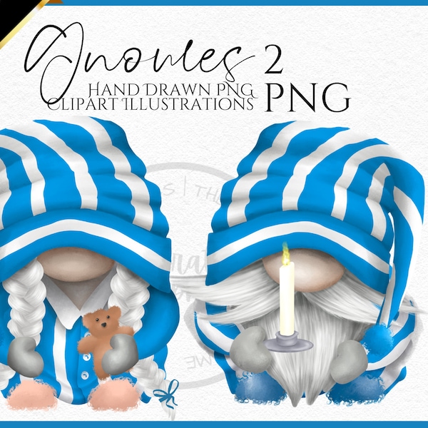 2 Sleepy Pyjama Gnomes Png, Hand Drawn Gnome Clipart, Gonk Digital Instant Download, Commercial  PNG
