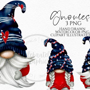 Patriotic gnome clipart Patriotic Gnome Independence Day  4th July Gnome  instant download digital Commercial clipart