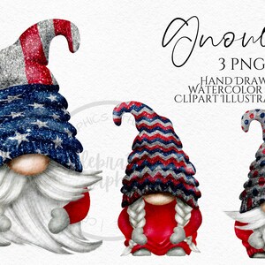 Patriotic gnome clipart Patriotic Glitter Gnome Independence Day  4th July Gnome  instant download digital Commercial clipart